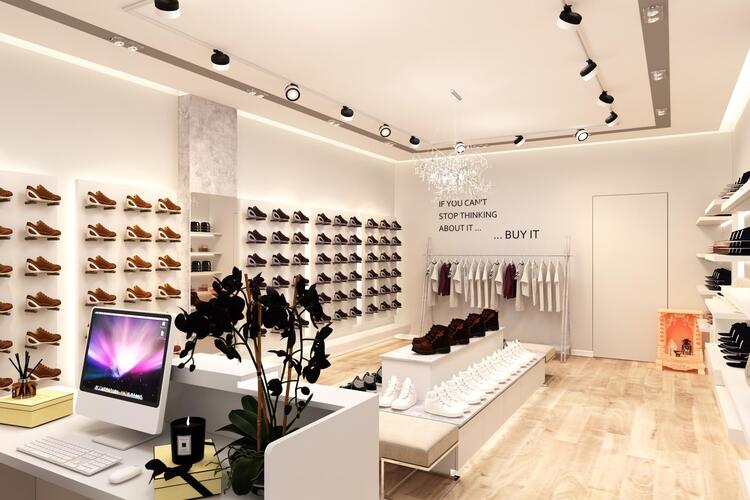 Thiết kế shop giày ấn tượng, chuyên nghiệp Pendecor