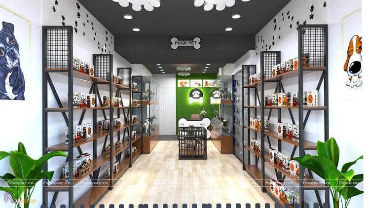 thiết kế cửa hàng thức ăn cho mèo Pendecor