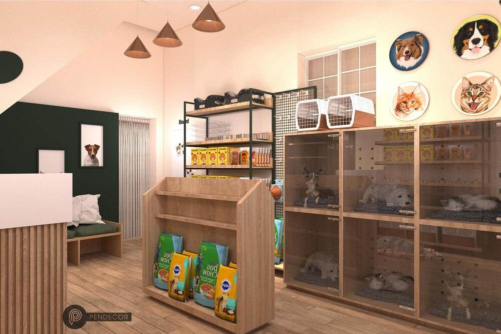 thiết kế tiệm chăm sóc thú cưng Pendecor
