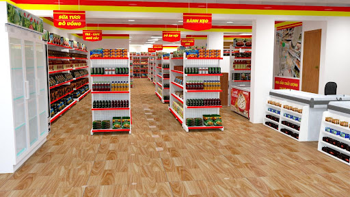 thiết kế mặt tiền siêu thị mini Pendecor