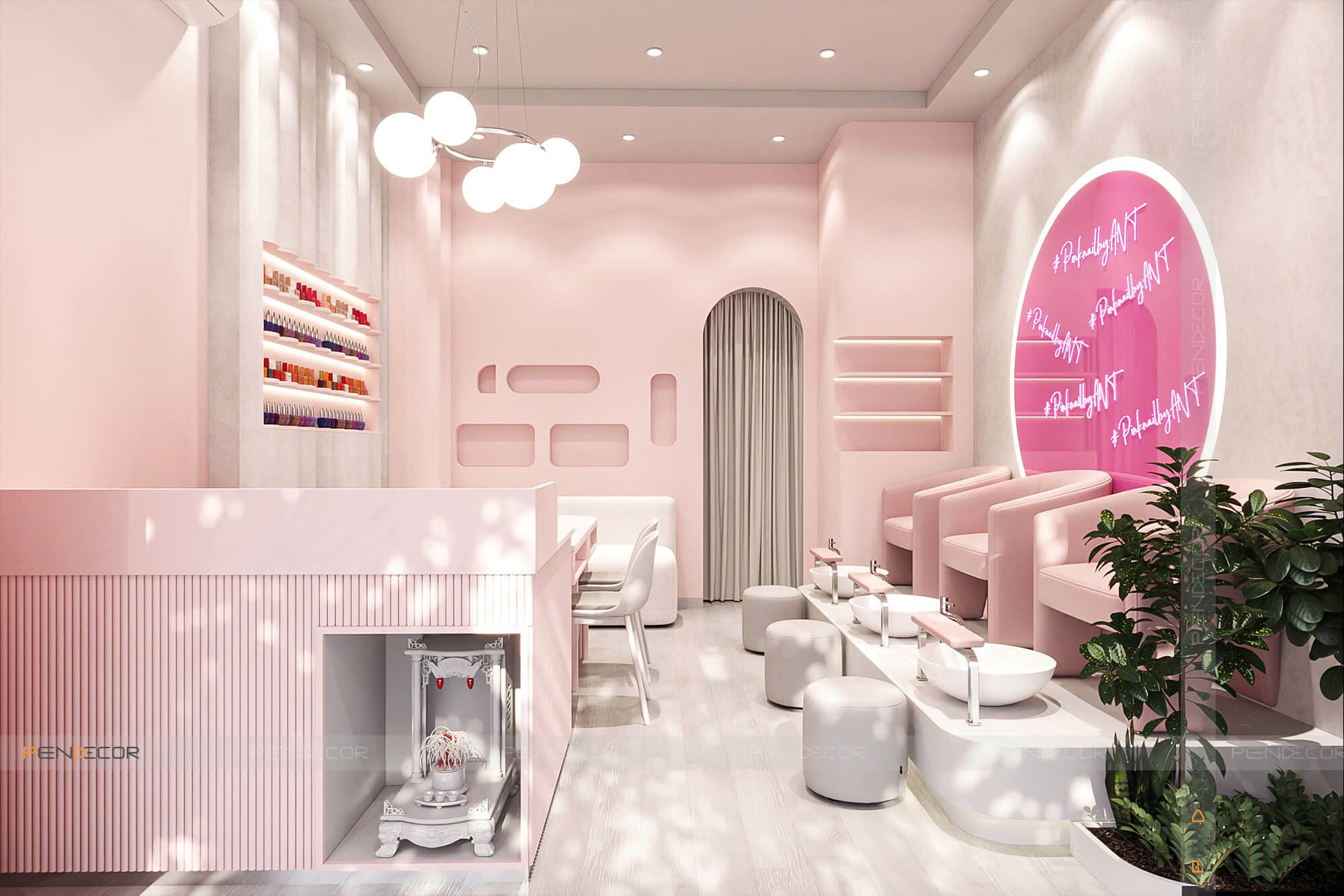 Thiết Kế Tiệm Nail Pink A.N.T