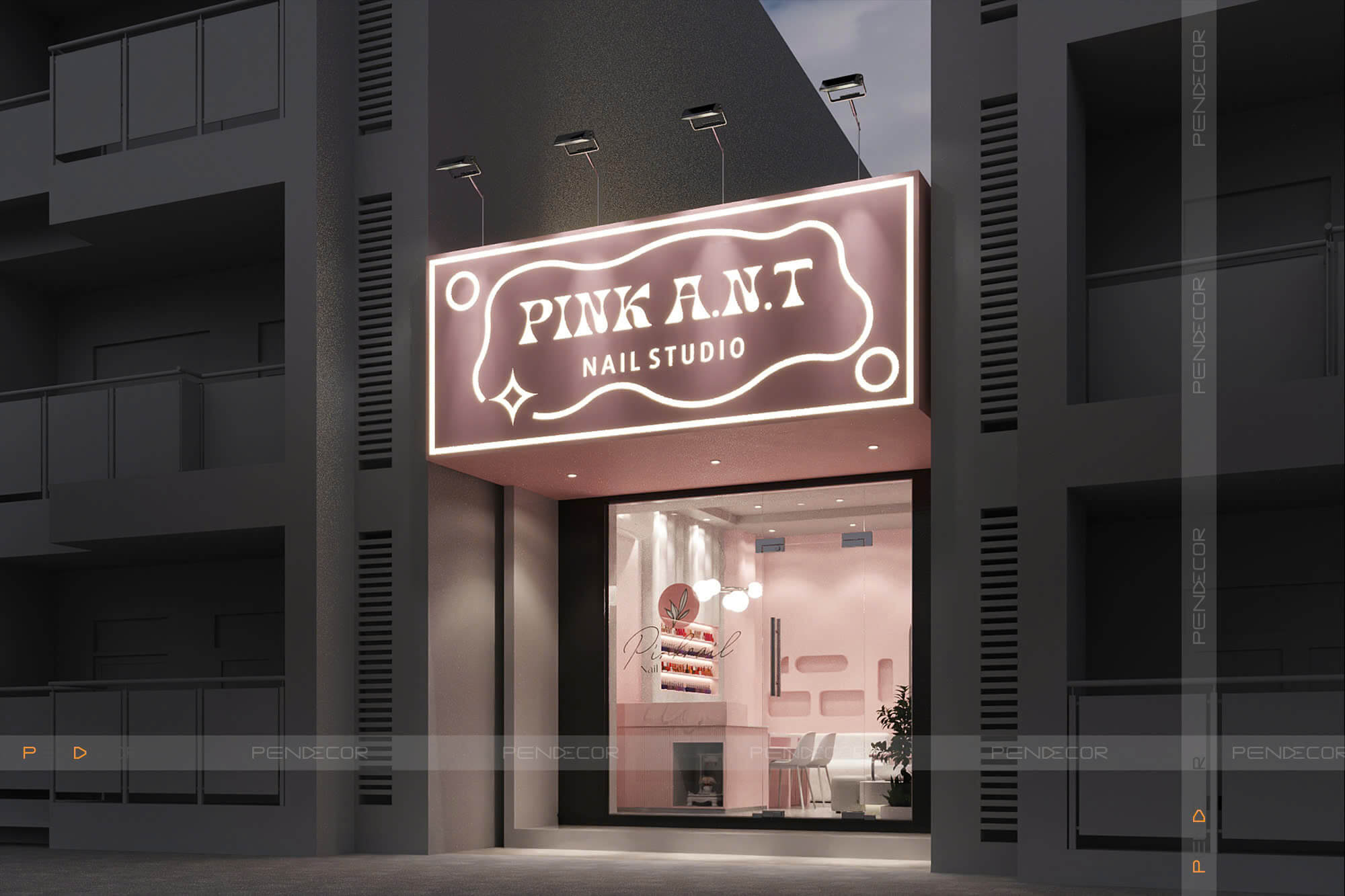 Thiết Kế Tiệm Nail Pink A.N.T