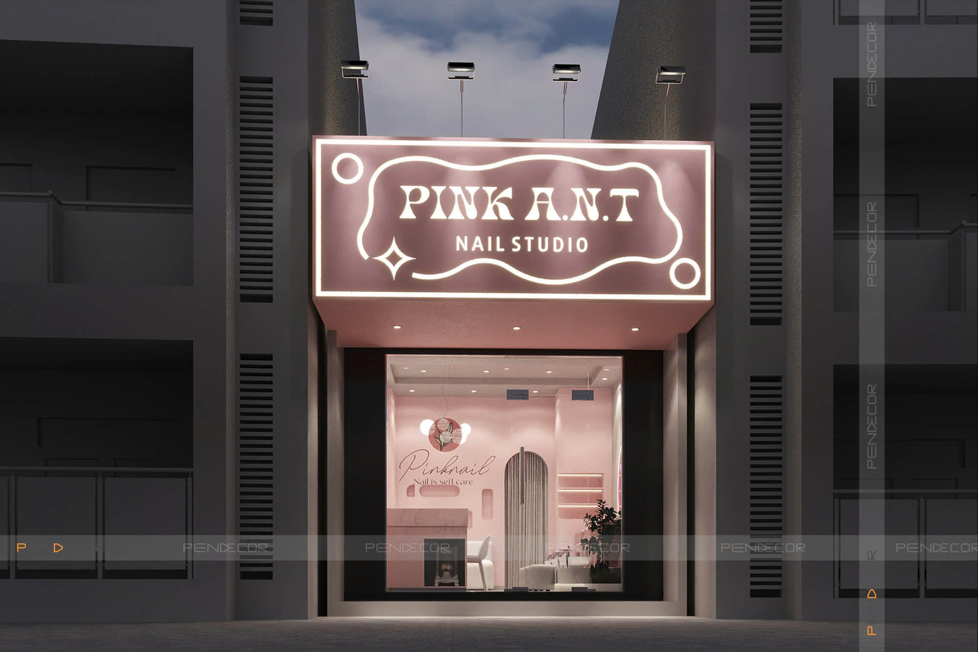 Thiết Kế Tiệm Nail Pink A.N.T