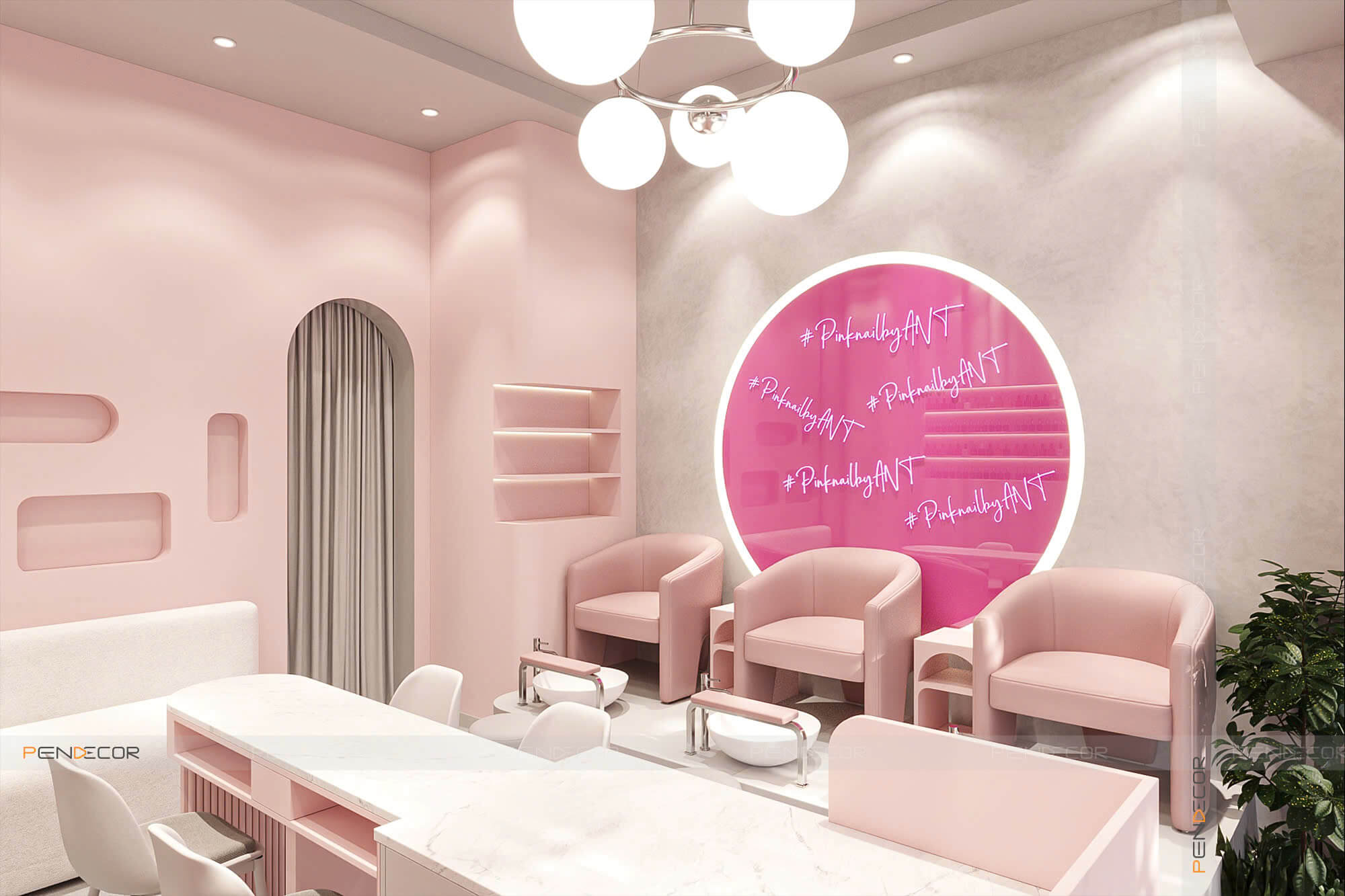 Thiết Kế Tiệm Nail Pink A.N.T