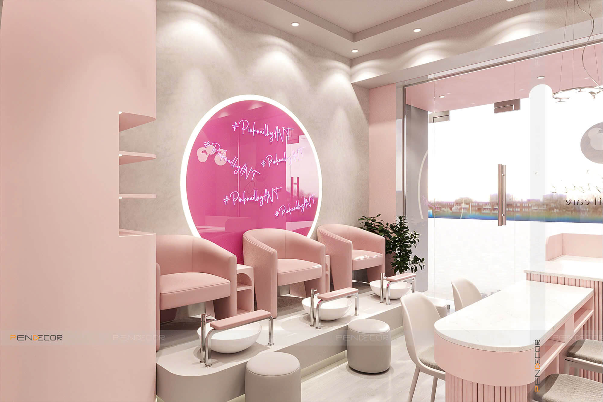 Thiết Kế Tiệm Nail Pink A.N.T