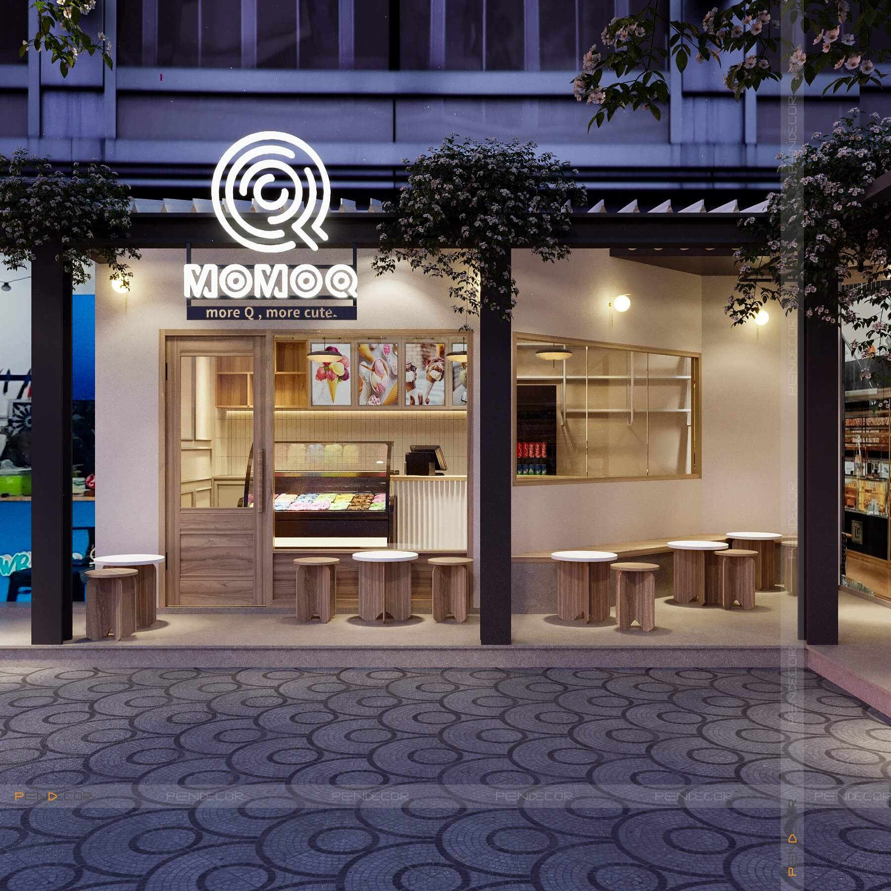 thiết kế cửa hàng cà phê Pendecor